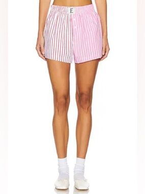 Eleven Eleven Duo Stripe Boxer Shorts in Pink & Red